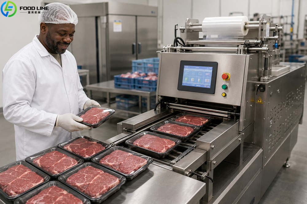 fresh meat map packaging machine operation factory