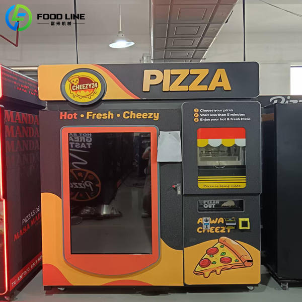 automatic pizza maker machine shopping mall scene