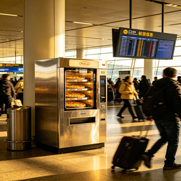 automatic pizza vending machine airport transit hub