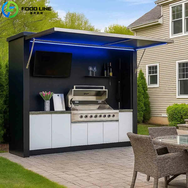 black aluminum outdoor kitchen led light