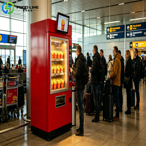 customer using fries vending machine