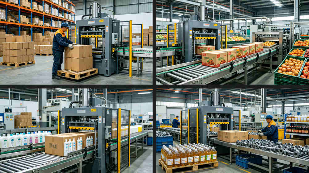 e commerce warehouse carton sealing scene