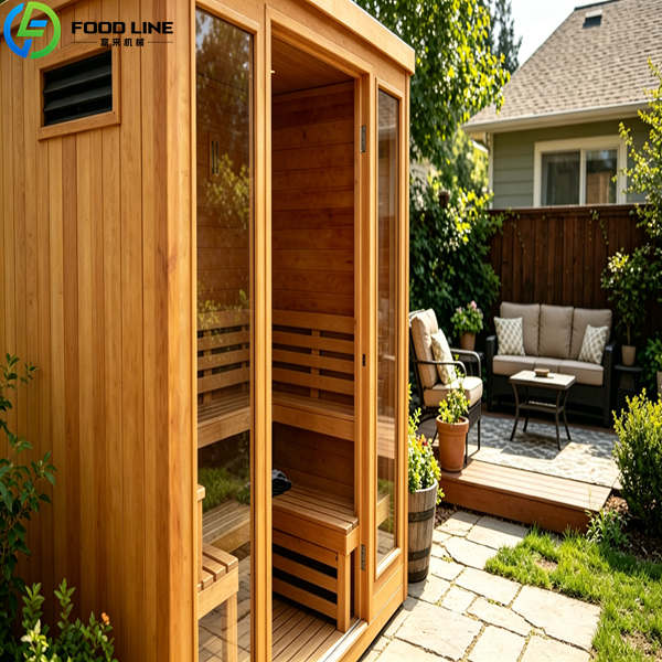 outdoor 4 person steam sauna exterior backyard