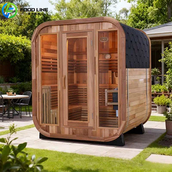 outdoor cedar sauna garden