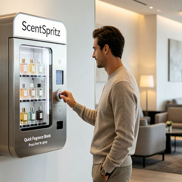 perfume vending machine in hotel lobby
