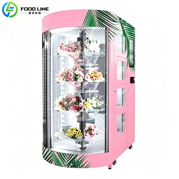 pink round rotary flower vending machine