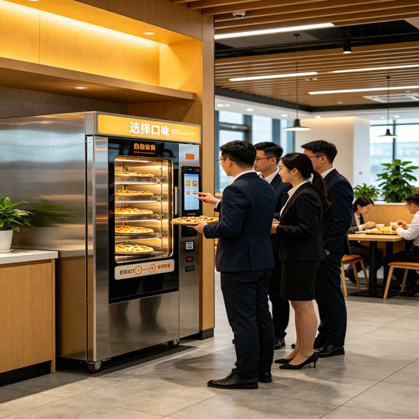 12 Units Automatic Pizza Maker Machine Deployment for Mexico Shopping Mall Operator pizza vending machines office park scene
