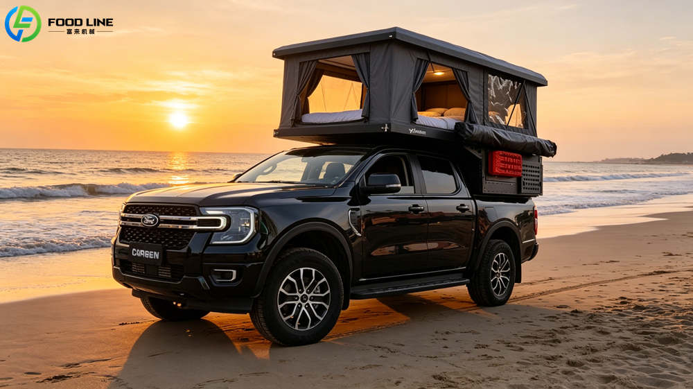 pop up pickup camper tent lakeside outdoor travel
