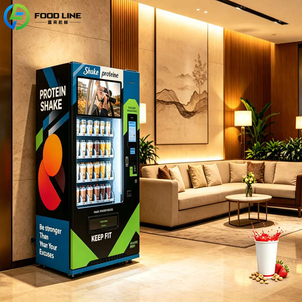 resort protein shake machine in lounge area