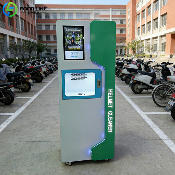 Foodline Helmet Cleaning Machine Colombia Customer Case self service helmet washer floor display