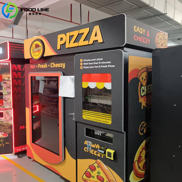 self service pizza vending machine angle shot