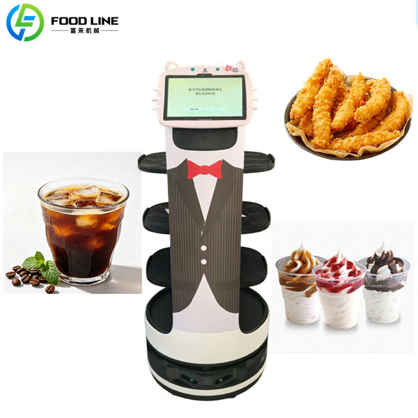 food serving robot with cake wine platter