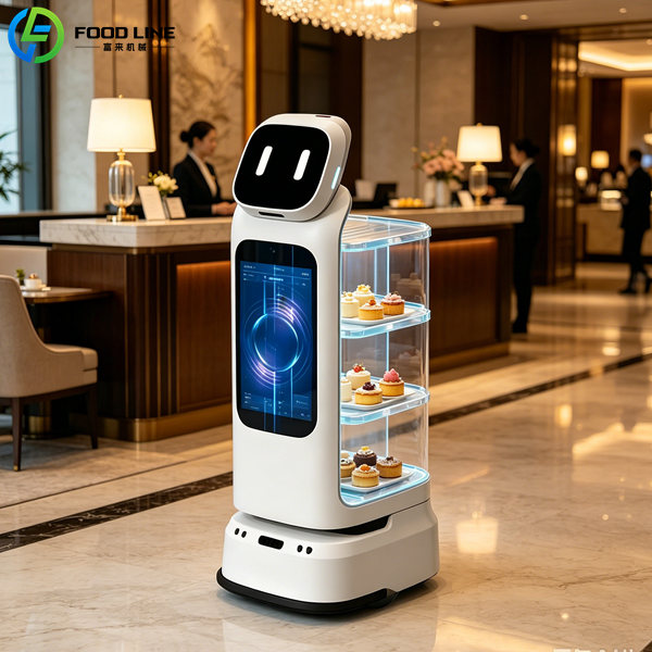 hotel serving robot 4 layer tray with dessert