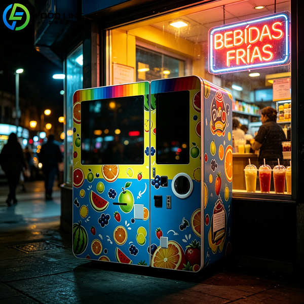 night street view argentina minimarket with smoothie vending machine