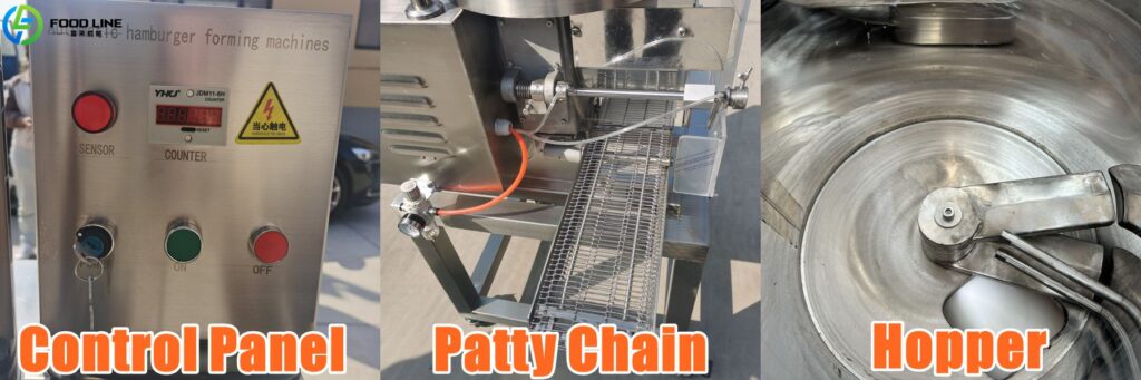 details of the hamburger patty forming machine